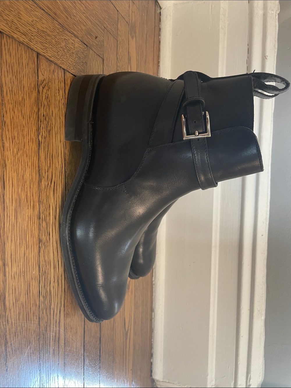 Woman Black Leather Harness Boots